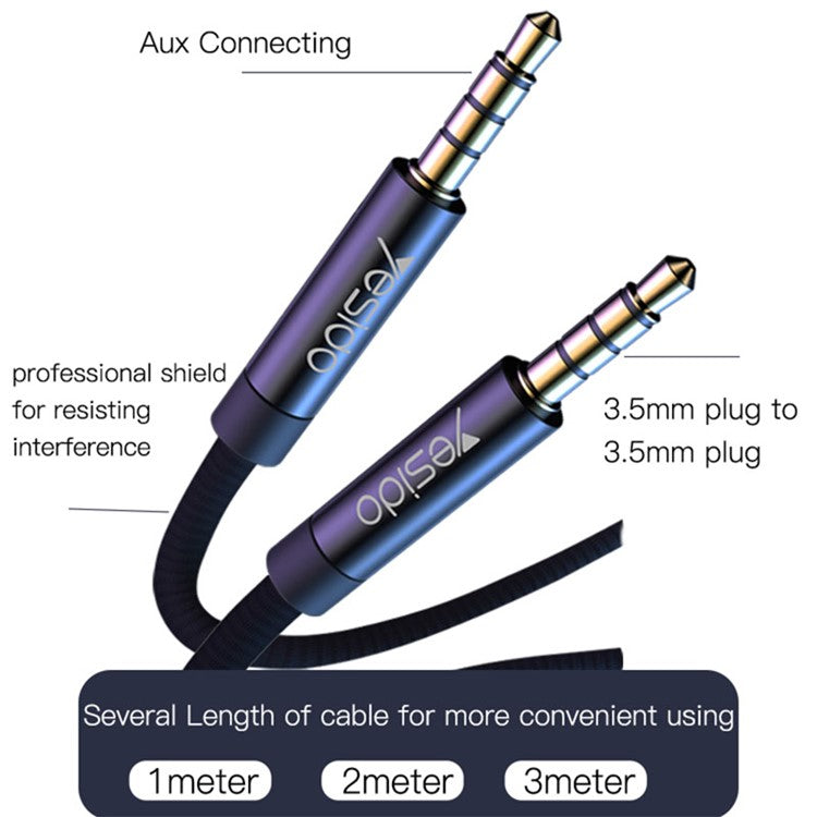YESIDO 3m YAU16 Auxiliary Audio Cable Tangle-free 3.5mm Male to Male AUX Cord
