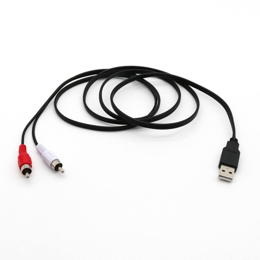 1.5m USB A Male to 2x RCA Phono Male AV Cable Aux Audio Video Adapter Cord