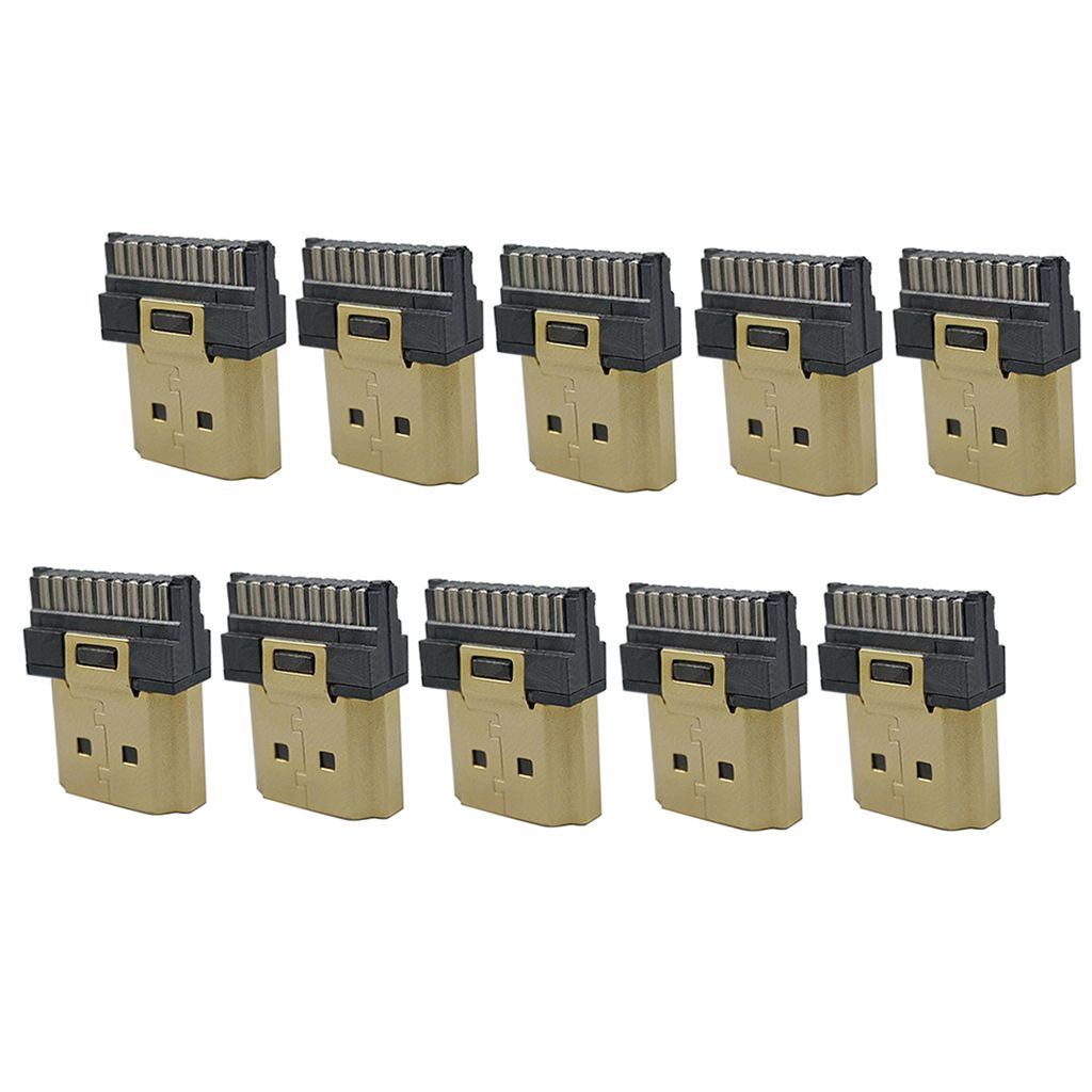 10 Pack HDMI Soldering Plug 19Pin Male Gold-Plating for Low Stereo Loss Repairing Part Termination Repair Replacement Kit
