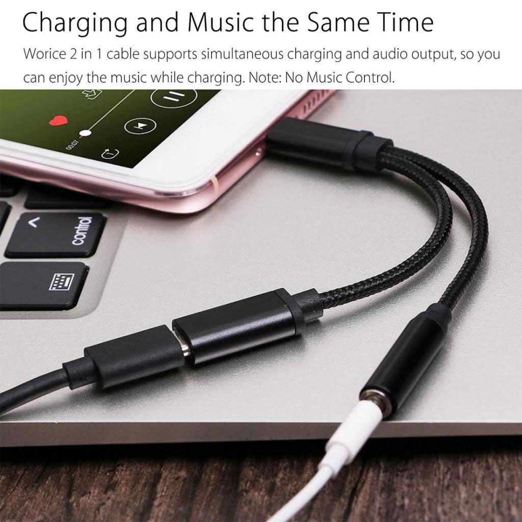 Type C To 3.5mm And Charger 2 In1 Headphone Audio Jack USB C Cable Adapter