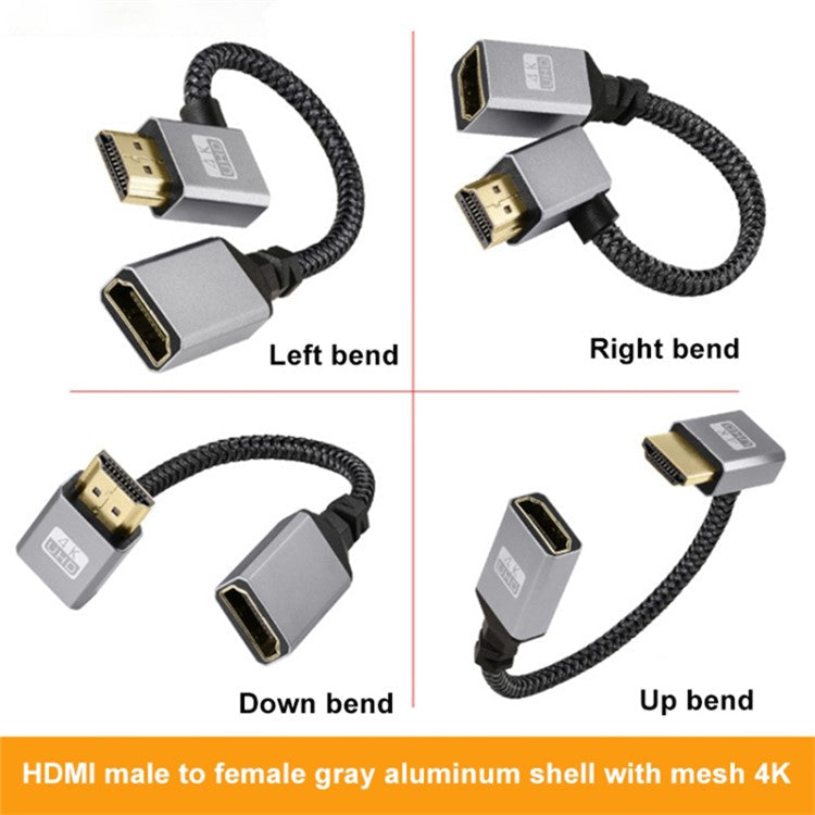 20cm Down Bend HDMI Male to Female 4K High-Definition Extension Cable Computer TV Video Adapter Cord
