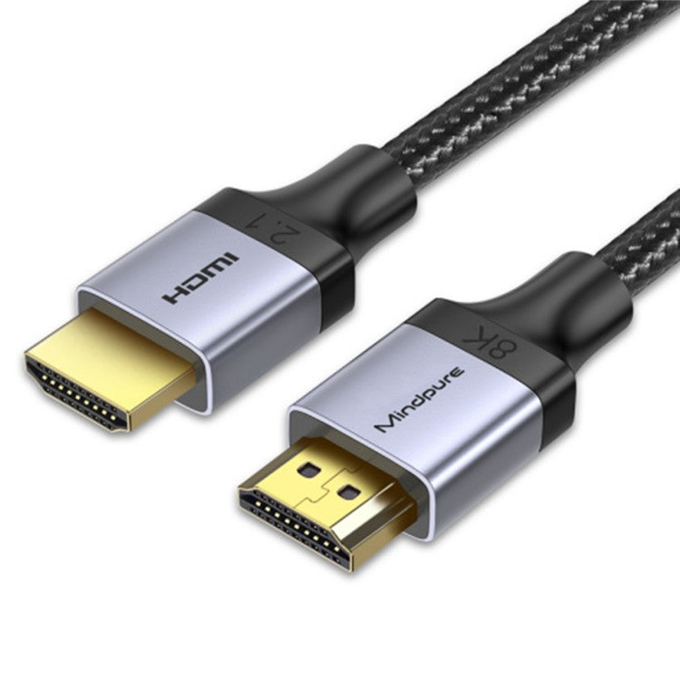 MINDPURE HD009 2m HDMI 2.1 Male to Male Braided Cable Support 8K / 60Hz 4K / 144Hz for Laptop PC Monitor