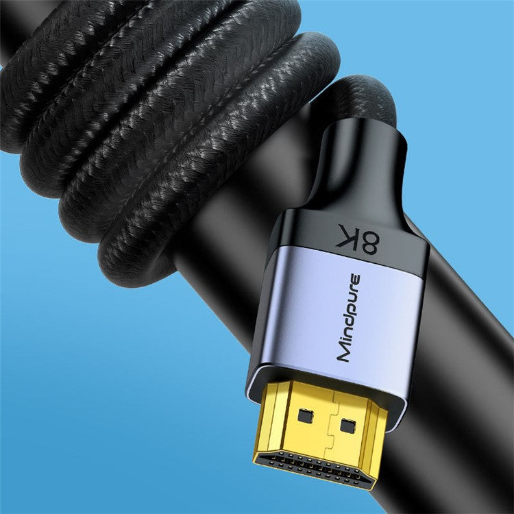 MINDPURE HD009 2m HDMI 2.1 Male to Male Braided Cable Support 8K / 60Hz 4K / 144Hz for Laptop PC Monitor