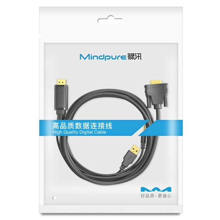 MINDPURE AD038 1.5m 1080P 60Hz HDMI to VGA Male to Male Adapter Cable with Audio and Power Port