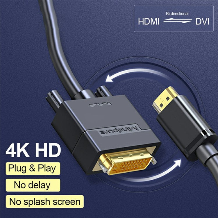 MINDPURE AD023 3m HDMI Male to DVI Male Cord Computer TV Monitor Connection Cable