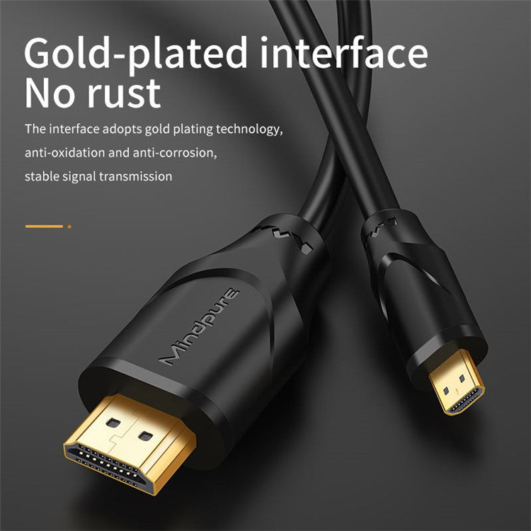 MINDPURE AD015 1m 4K 60Hz HDMI to Micro HDMI Male to Male Adapter Cable for Camera / Tablet / Laptop