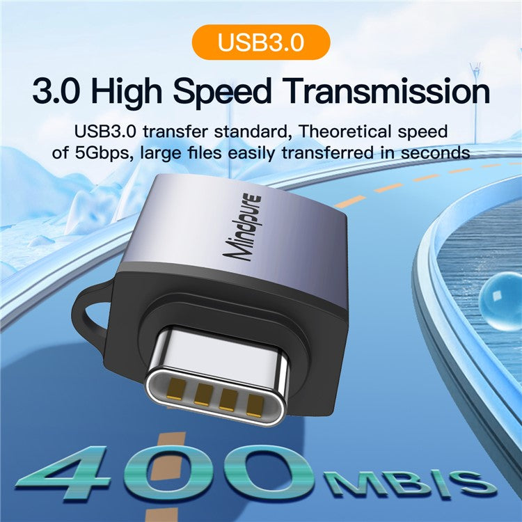 MINDPURE USB 3.2 Gen2 / Type-C Mini Converter OTG Adapter with Anti-Loss Lanyard - AD56 / Type-C to USB