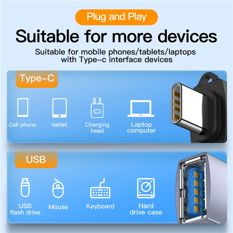 MINDPURE USB 3.2 Gen2 / Type-C Mini Converter OTG Adapter with Anti-loss Lanyard - AD55 / USB to Type-C