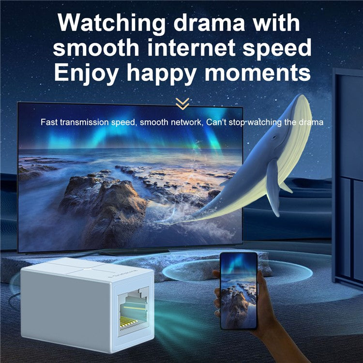 MINDPURE AD043 RJ45 Connector Cat6 Ethernet Cable Adapter Gigabit Network Extender - White