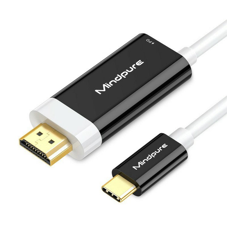 MINDPURE AD062 2m Type-C to HDMI 4K 60Hz HD Video Converter Cable - Black+White