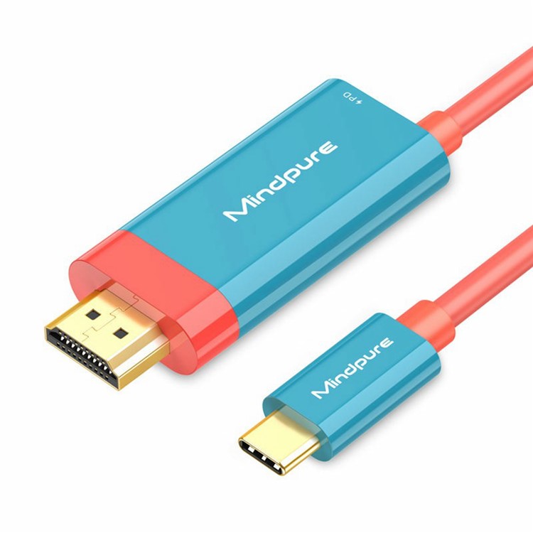 MINDPURE AD061 2m Type-C to HDMI 4K 30Hz HD Video Converter Cable - Red+Blue