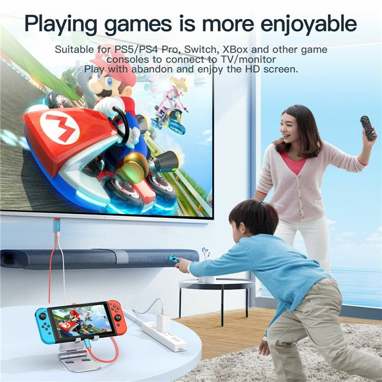MINDPURE AD061 2m Type-C to HDMI 4K 30Hz HD Video Converter Cable - Red+Blue