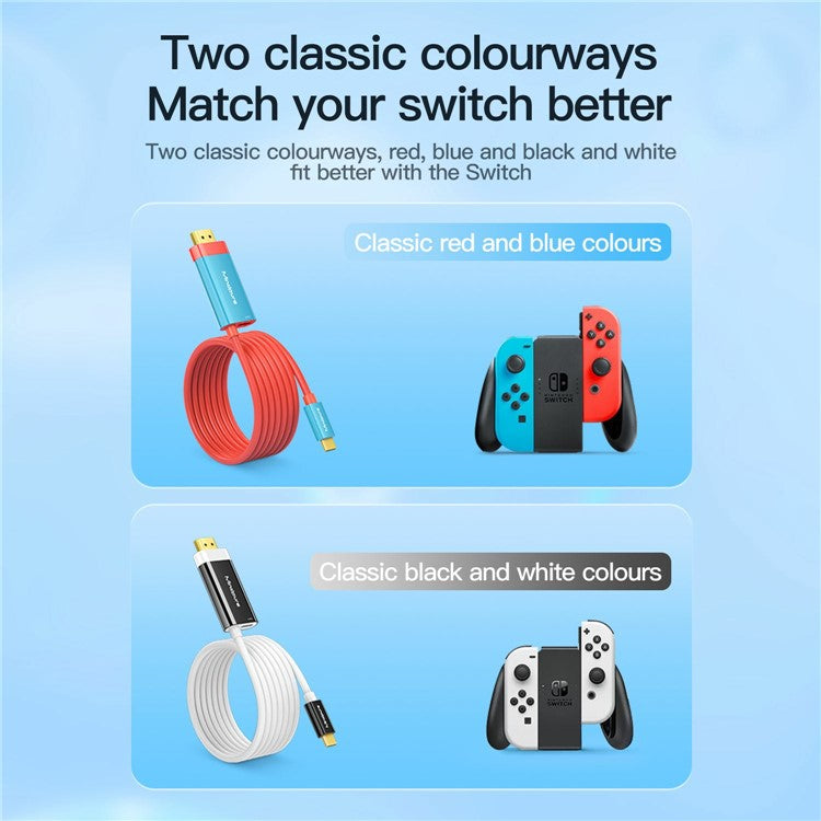 MINDPURE AD061 2m Type-C to HDMI 4K 30Hz HD Video Converter Cable - Red+Blue