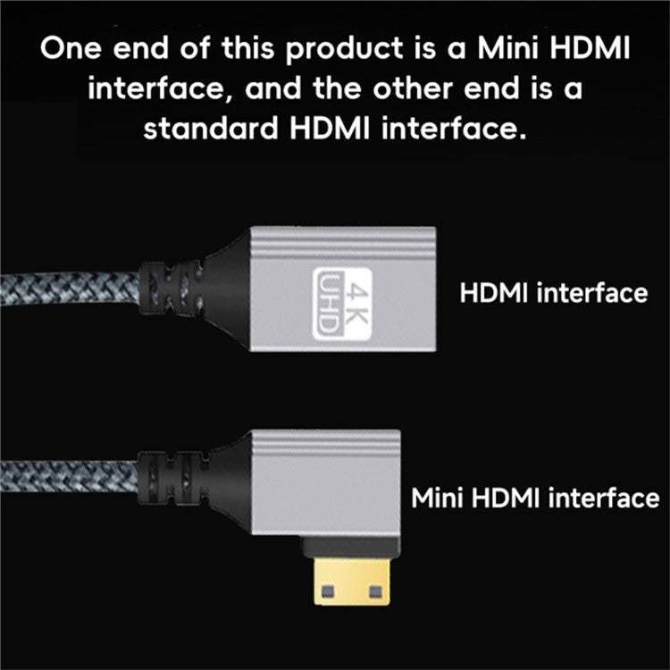 0.2m Right Angled Mini HDMI Male to HDMI Female Adapter Cable HD Video Connection Wire