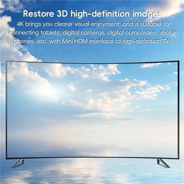 0.2m Right Angled Mini HDMI Male to HDMI Female Adapter Cable HD Video Connection Wire