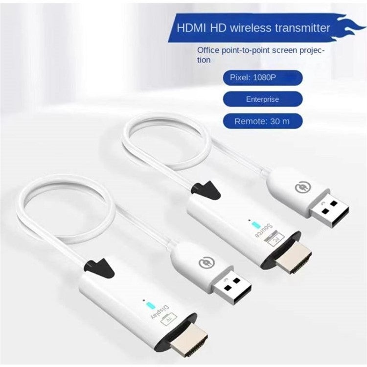 A02 2Pcs / Set 1080P 60Hz HDMI Transmitter + Receiver Cable Wireless Screen Projector Wire