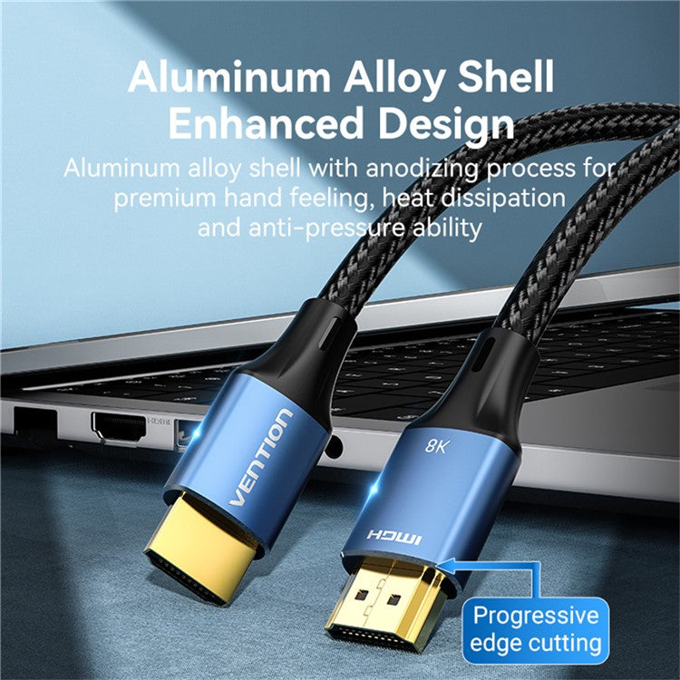 VENTION ALGLJ 5m HDMI-A Male to Male 8K HD Cable Aluminum Alloy Cotton Braided HDMI Wire - Blue