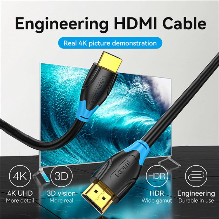 VENTION AACBN 15m HDMI Cable 4K 30Hz HD Male to Male PVC Cord for Projector TV Box Laptop Monitor