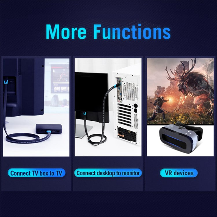 VENTION VAA-B02-L800 8m HDMI Cable 4K 30Hz HD Male to Male Flat Cord for Projector TV Box Monitor