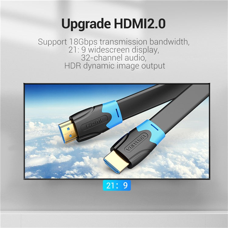 VENTION AAKBJ 5m 4K 30Hz HDMI Male to Male Cable for Projector TV Box Monitor Flat Cord