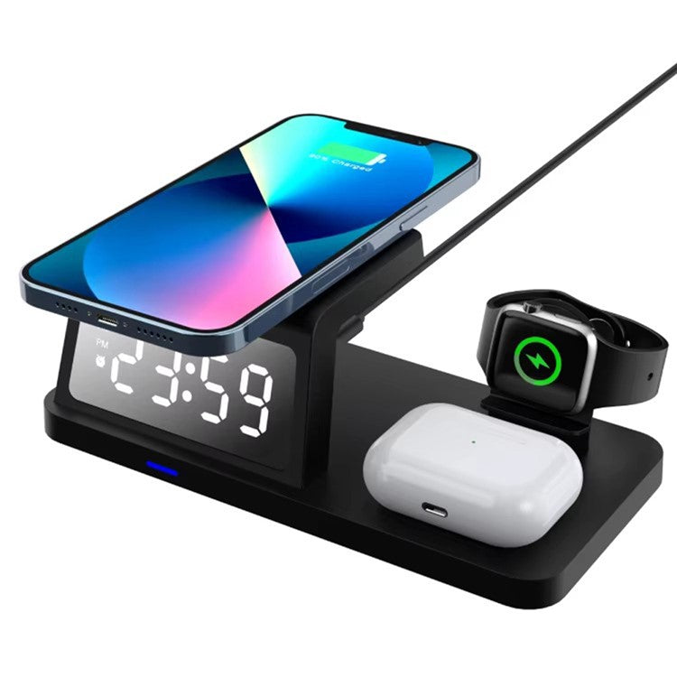 15W Wireless Charger Clock Alarm 4K WiFi Security Camera with Motion Detection - Black