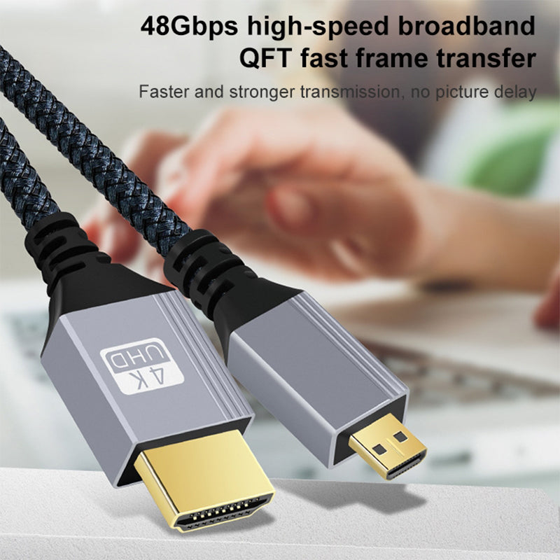 1m HDMI to Micro HDMI Cable Adapter 4K 120Hz Gold-Plated HDMI Connection Cord