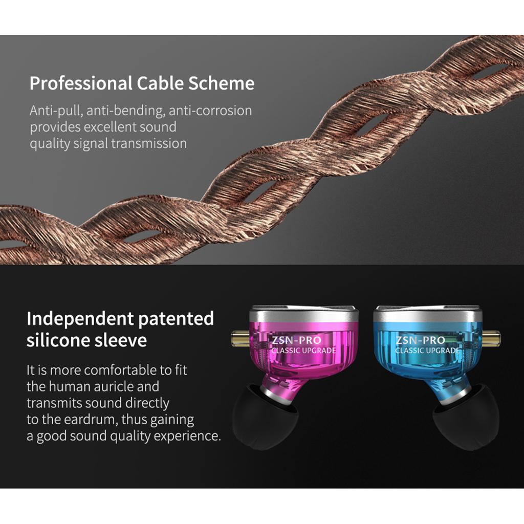 BA+DD In Ear Earphone Hybrid Headset HIFI Noise Cancelling Earbuds Blue