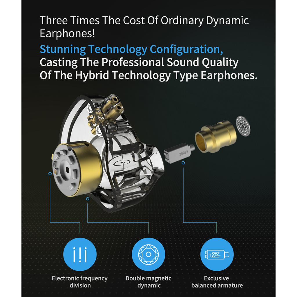 BA+DD In Ear Earphone Hybrid Headset HIFI Noise Cancelling Earbuds Blue