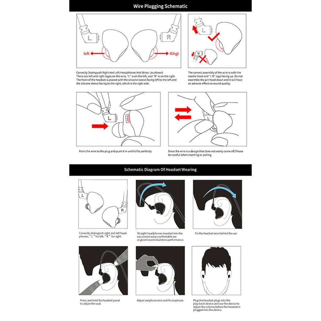 BA+DD In Ear Earphone Hybrid Headset HIFI Bass Noise Cancelling Black