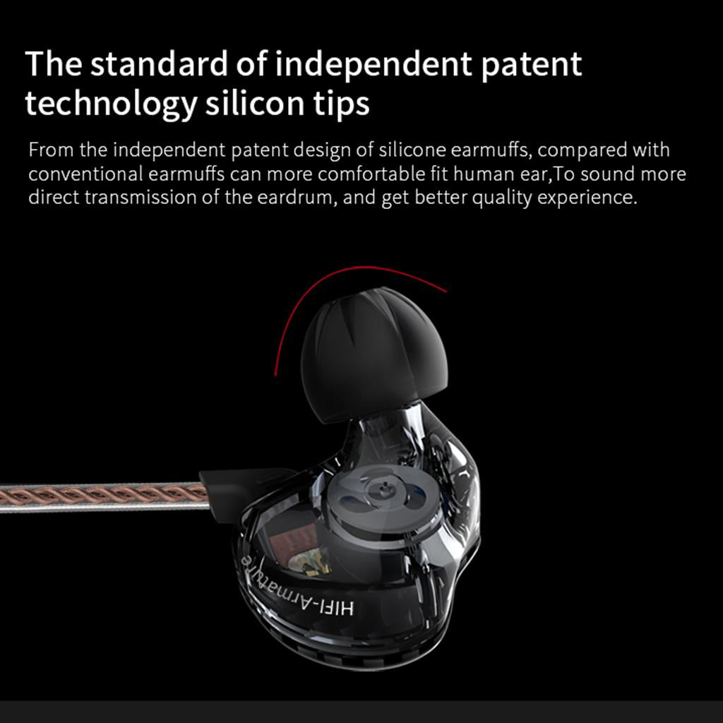 4BA+1DD Hybrid Earphone Headset HIFI Earbuds In Ear Monitor Headphones Black