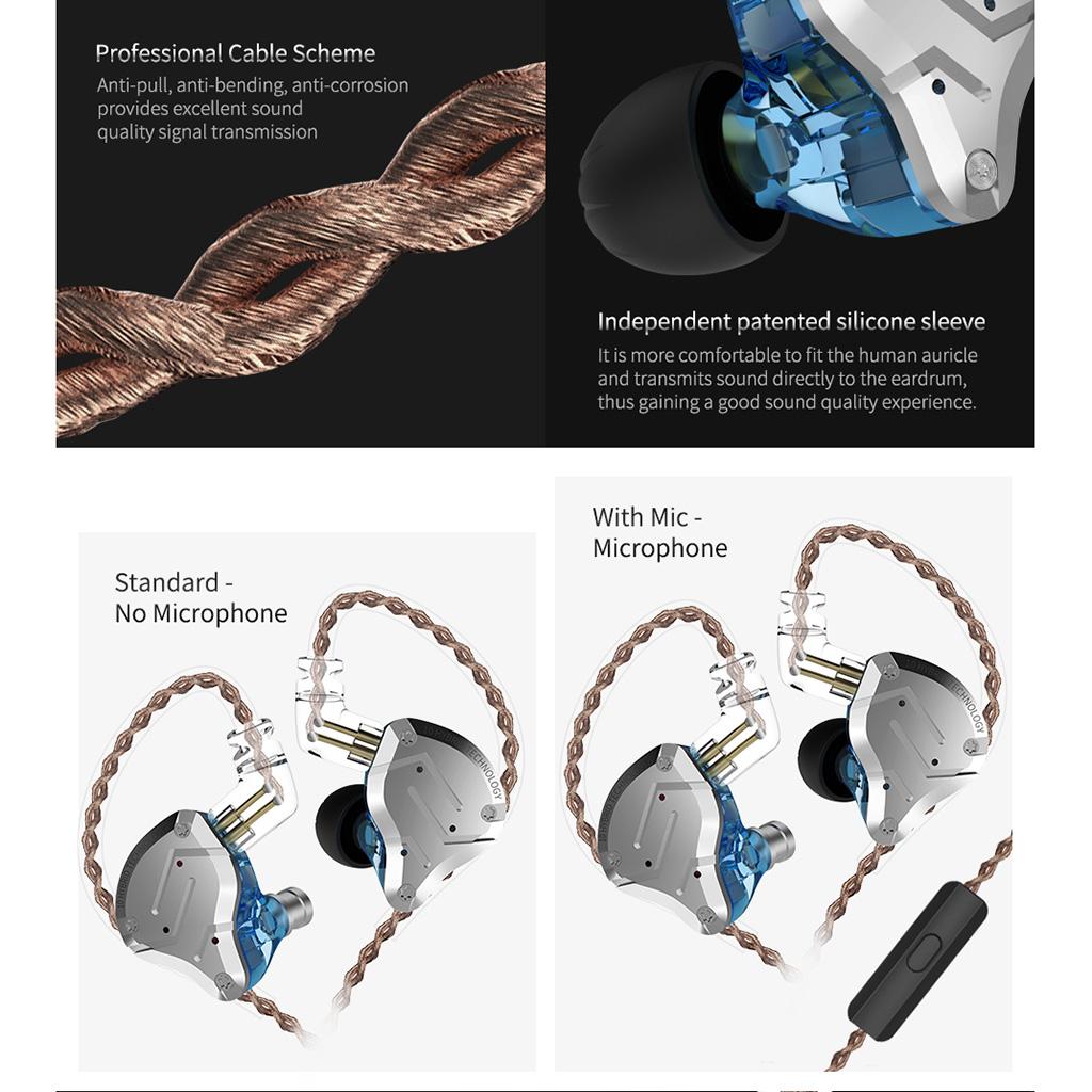 4BA+1DD Hybrid Earphone Headset HIFI Earbuds In Ear Monitor Headphones Blue