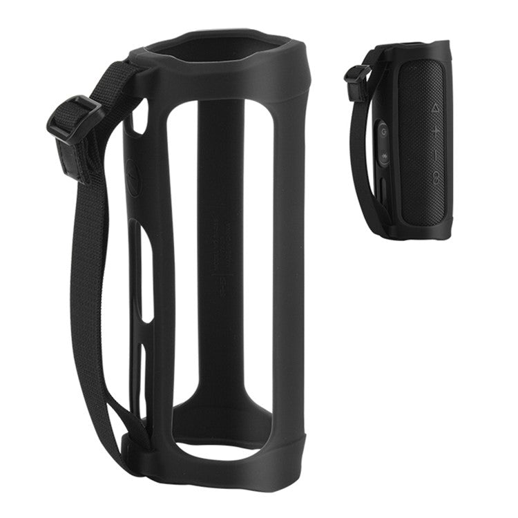 Soft Silicone Cover Speaker Case Shockproof Protective Sleeve for JBL Flip 5 Bluetooth Speaker - Black