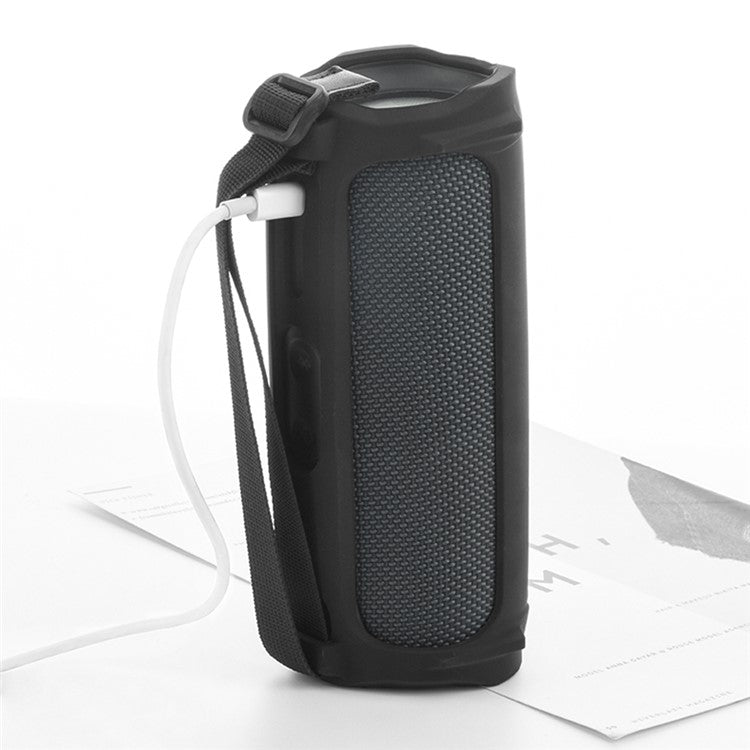 Soft Silicone Cover Speaker Case Shockproof Protective Sleeve for JBL Flip 5 Bluetooth Speaker - Black