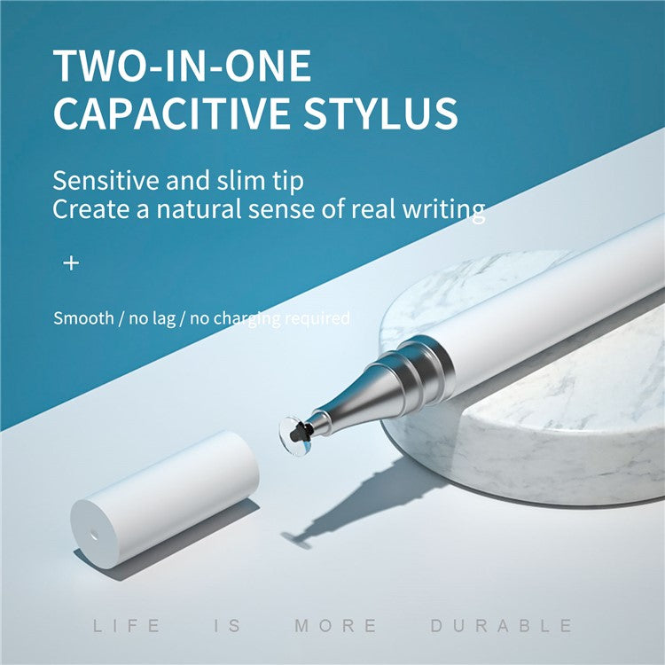 2-in-1 Screen Stylus Capacitive Pen High Sensitivity Stylus Pencil Universal Capacitive Screen Pencil Compatible with Android, IOS - Rose Gold