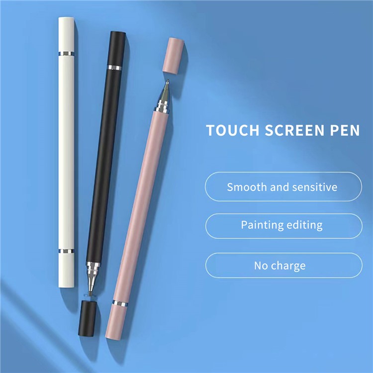 2-in-1 Screen Stylus Capacitive Pen High Sensitivity Stylus Pencil Universal Capacitive Screen Pencil Compatible with Android, IOS - Rose Gold