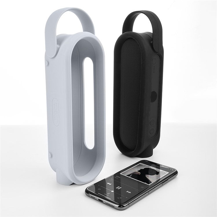 TXESIGN Anti-Scratch Silicone Case for Beats Pill+, Protective Cover Portable Bluetooth Speaker Sleeve with Handle Strap for Carrying - Light Grey