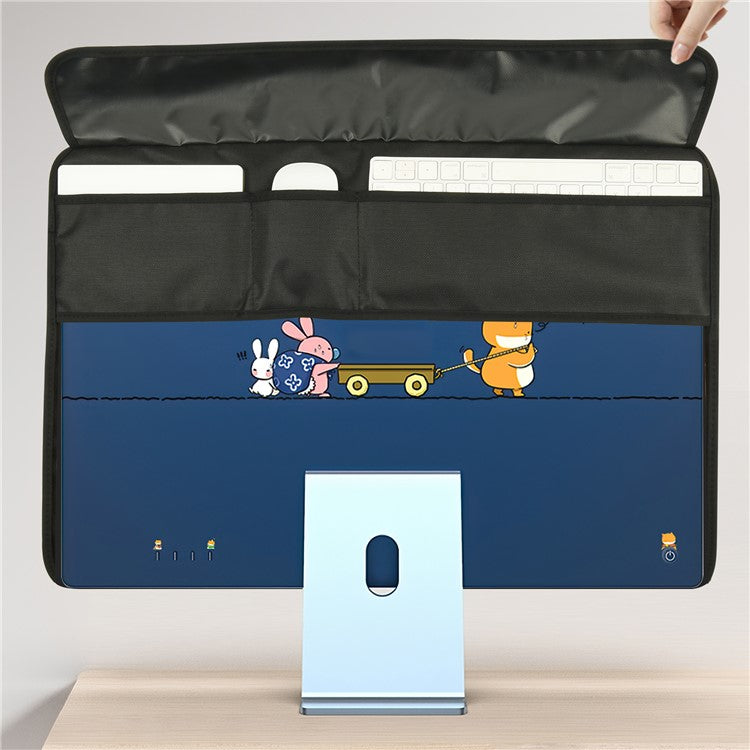 TXESIGN For iMac 24-Inch Computer Monitor Display Screen Dust Cover PU Leather Storage Sleeve Protective Case - Black