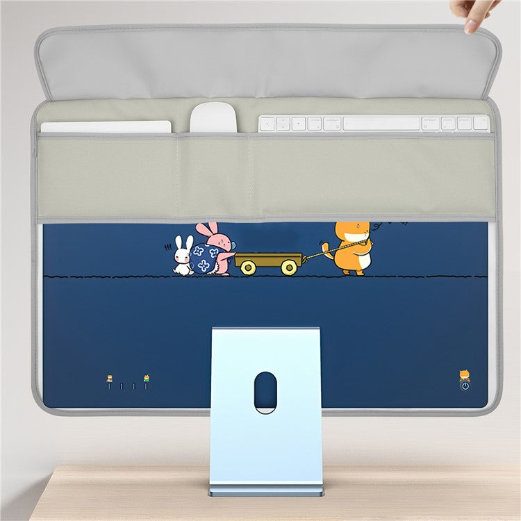 TXESIGN For iMac 24-Inch Computer Monitor Display Screen Dust Cover PU Leather Storage Sleeve Protective Case - Silver-grey