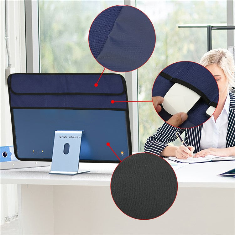 TXESIGN For iMac 24-Inch Computer Monitor Display Screen Dust Cover PU Leather Storage Sleeve Protective Case - Dark Blue