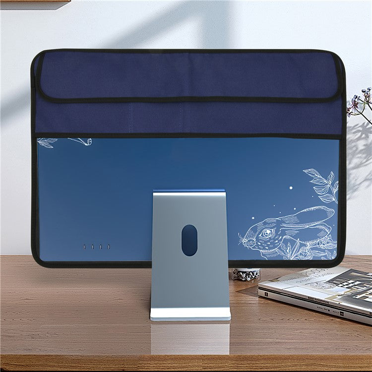 TXESIGN For iMac 24-Inch Computer Monitor Display Screen Dust Cover PU Leather Storage Sleeve Protective Case - Dark Blue