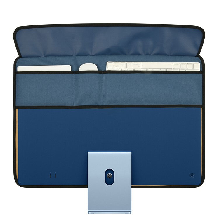 TXESIGN For iMac 24-Inch Computer Monitor Display Screen Dust Cover PU Leather Storage Sleeve Protective Case - Navy Blue