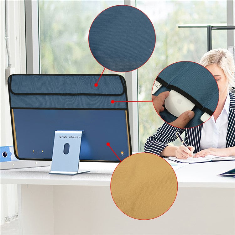 TXESIGN For iMac 24-Inch Computer Monitor Display Screen Dust Cover PU Leather Storage Sleeve Protective Case - Navy Blue