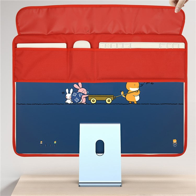 TXESIGN For iMac 24-Inch Computer Monitor Display Screen Dust Cover PU Leather Storage Sleeve Protective Case - Red