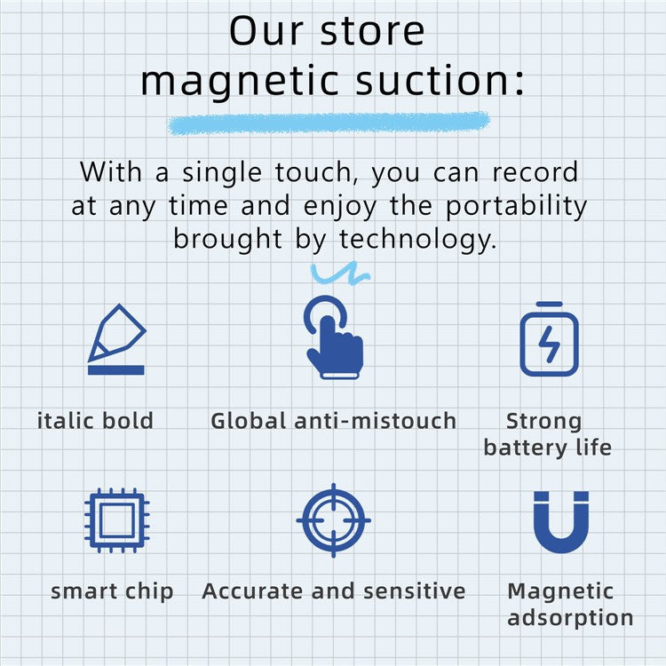 S-IP01 Magnetic Capacitive Pen for iPad , Touch Screen Writing Drawing Stylus Pen Pencil - White