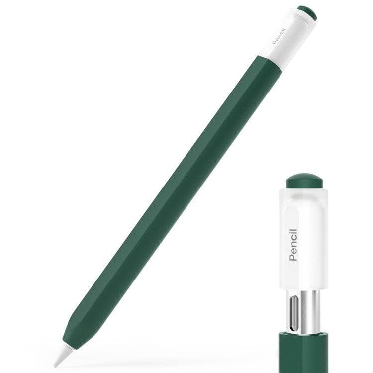 For Apple Pencil (USB-C) Stylish Jelly Silicone Sleeve Stylus Pen Protective Cover - Dark Green