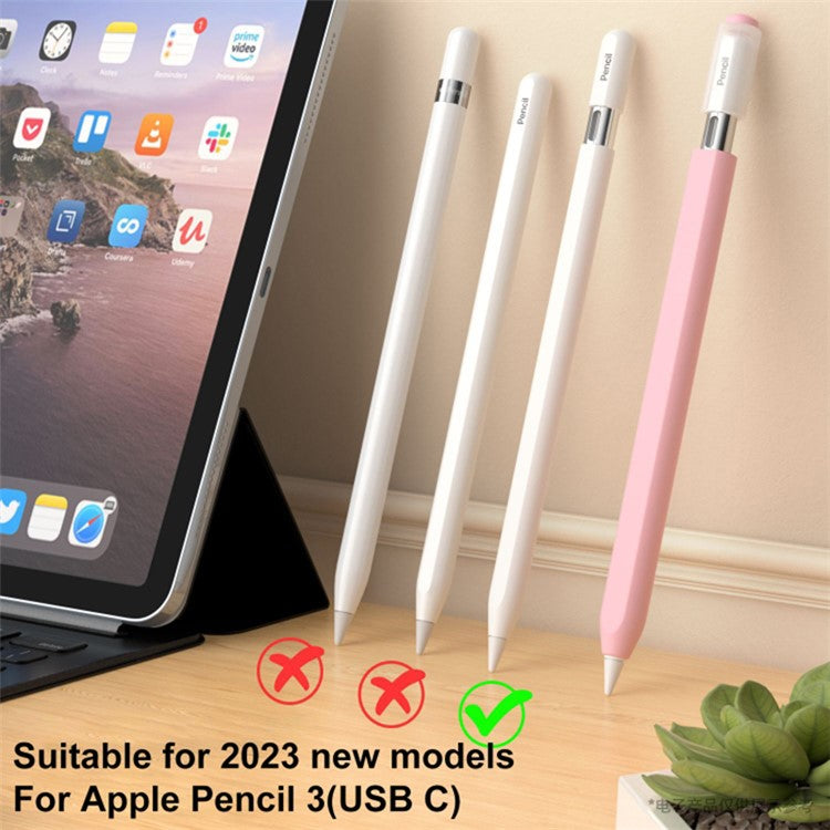 For Apple Pencil (USB-C) Stylish Jelly Silicone Sleeve Stylus Pen Protective Cover - Pink