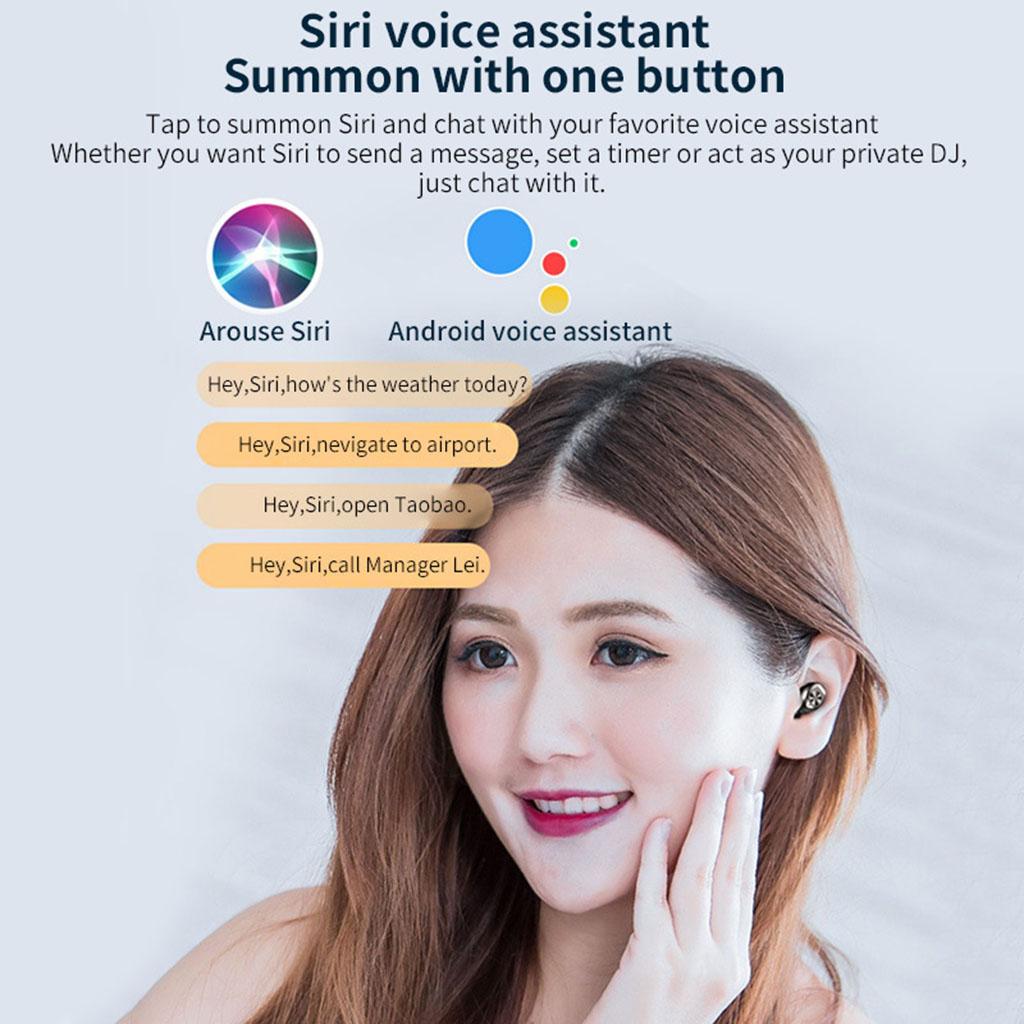 1 Pair Stereo Wireless Earbuds with 2000mAh LED Display Case Black