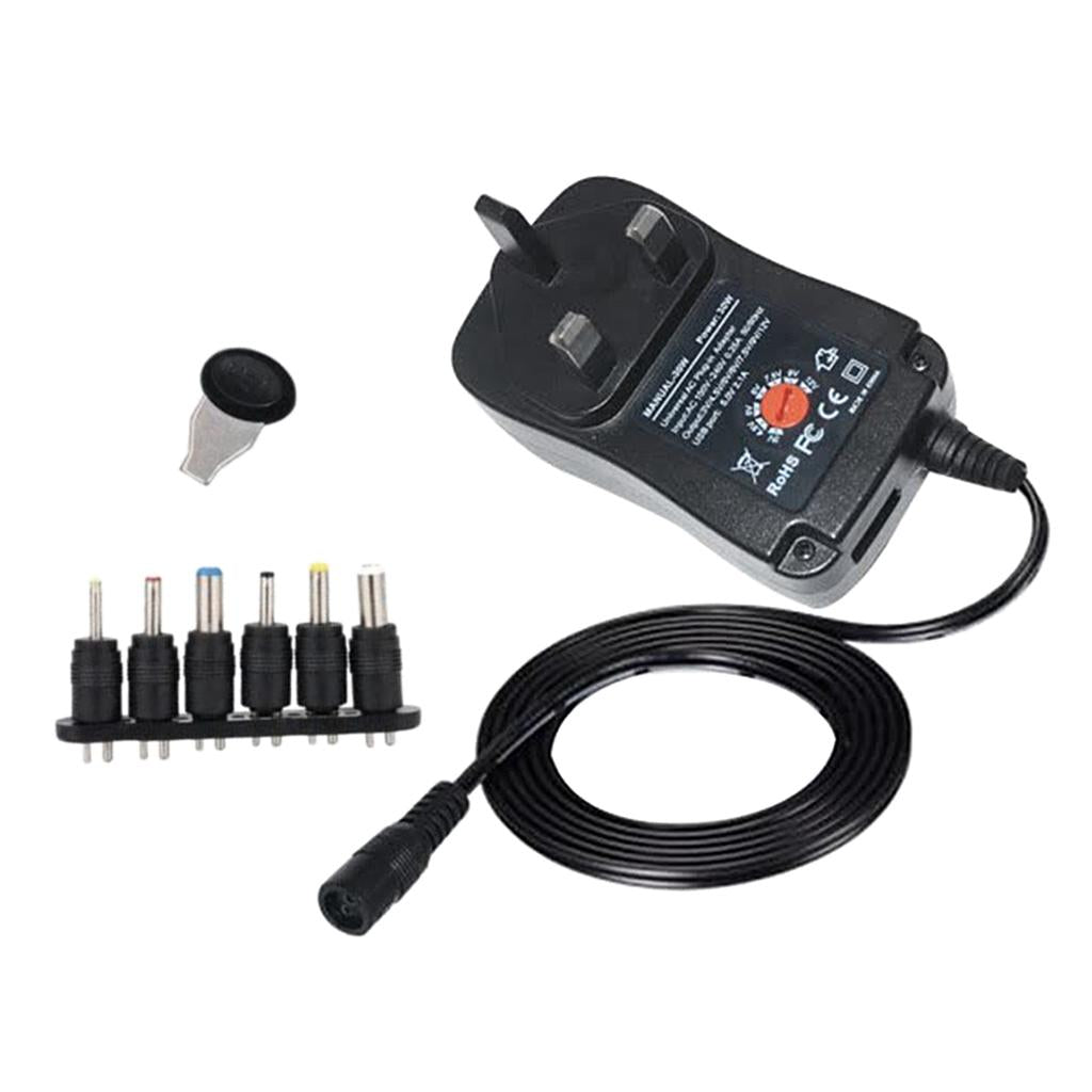 30W Universal DC 3V-12V Adjustable Voltage Power Supply with 6 Plug UK Plug