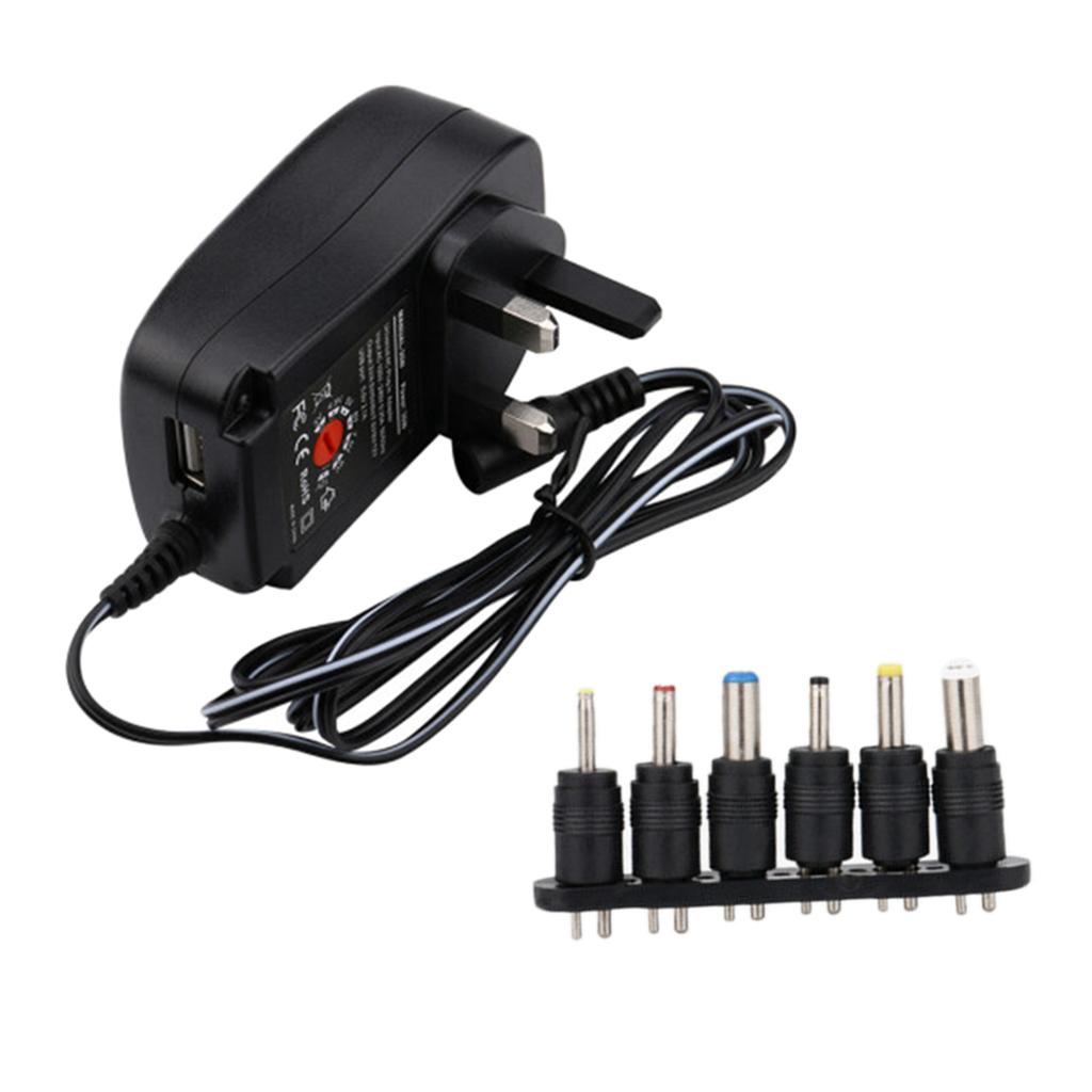 30W Universal DC 3V-12V Adjustable Voltage Power Supply with 6 Plug UK Plug