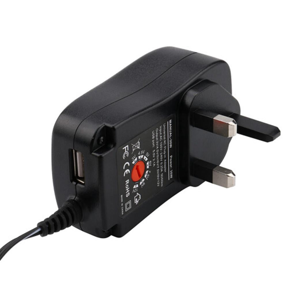 30W Universal DC 3V-12V Adjustable Voltage Power Supply with 6 Plug UK Plug